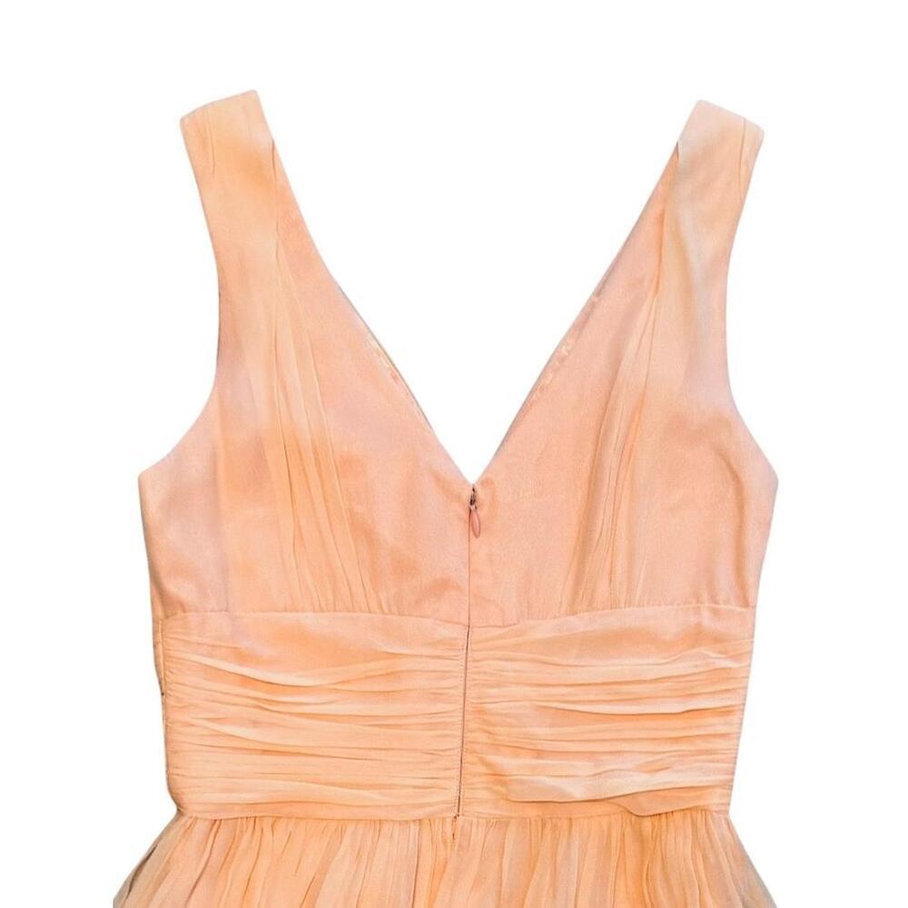 Donna Morgan Coral Orange Silk V-Neck A-Line Sleeveless Dress Women’s Size 4 - Picture 3 of 8